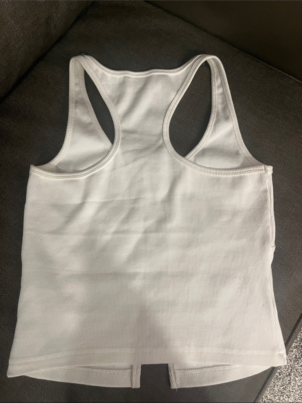 Abrand White Ribbed Racerback Zip-Front Tank Top - Picture 2 of 2